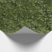 ダマスク王室の粉砕ベルベットウッドランド深いグリーン ラッピングペーパー (角)