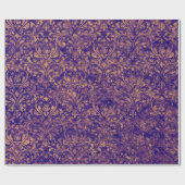 ダマスク王室の粉砕ベルベットパープルプルプルプルプルプラムレラ金ゴールド ラッピングペーパー (フラット)