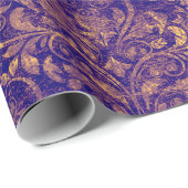 ダマスク王室の粉砕ベルベットパープルプルプルプルプルプラムレラ金ゴールド ラッピングペーパー (ロールコーナー)