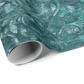 ダマスク王室の粉砕ベルベット水中競技ブルー ラッピングペーパー (ロールコーナー)