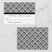 ダマスク白と黒のシーフォーマルティング座席表 プレイスカード (正面/裏面)