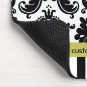 ダマスク白黒チャートルーズ+ストライプマウスパッド マウスパッド (コーナー)