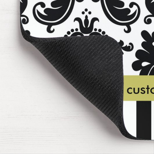 ダマスク白黒チャートルーズ+ストライプマウスパッド マウスパッド (コーナー)