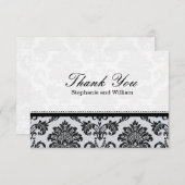 ダマスク白黒結婚サンキューカード サンキューカード (正面/裏面)
