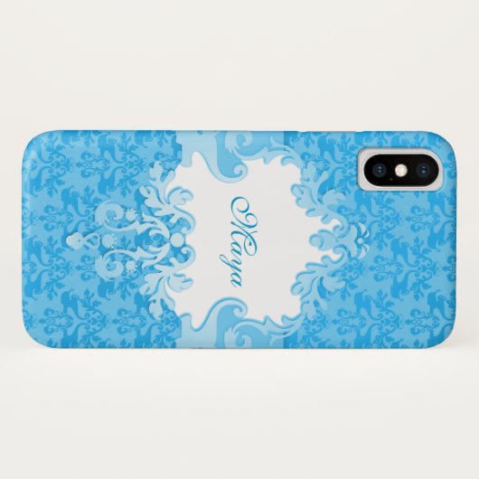 ダマスク空の青の名前の電話ケース Case-Mate iPhoneケース (裏面(横))