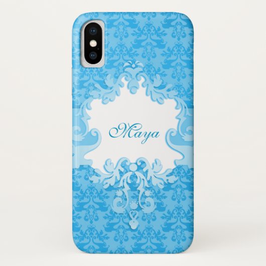 ダマスク空の青の名前の電話ケース Case-Mate iPhoneケース (裏面)