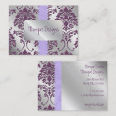 ダマスク紋様の名刺、磨き上げられた鋼 名刺 (正面/裏面)