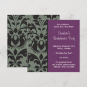 ダマスク紫。バチェロレッテ 招待状 (正面/裏面)