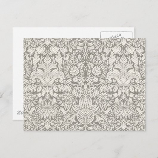 ダマスク結婚ヴィンテージホワイトの結婚古いレース ポストカード (正面/裏面)