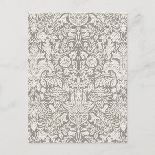 ダマスク結婚ヴィンテージホワイトの結婚古いレース ポストカード (正面)