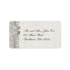 ダマスク結婚ヴィンテージホワイトの結婚古いレース ラベル