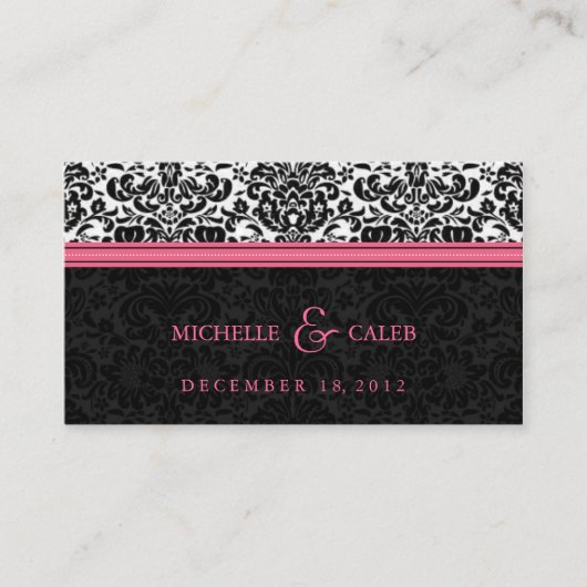 ダマスク結婚式のウェブサイト エンクロージャーカード (正面)