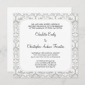 ダマスク結婚式招待状シルバークラウド 招待状 (正面/裏面)