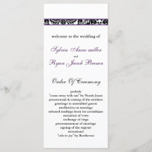 ダマスク縁どパープル結婚式 プログラム