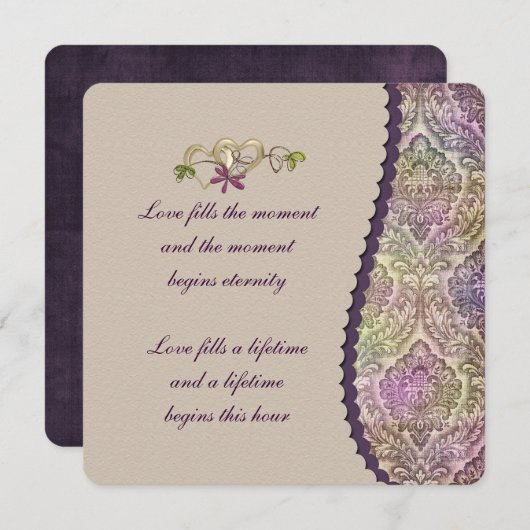 ダマスク縁ど結婚式招待状 招待状 (正面/裏面)