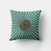 ダマスク織およびケルト結び目模様の枕が付いている緑の星 クッション (裏面)