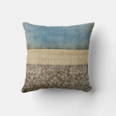 ダマスク織およびバーラップの枕 クッション (裏面)