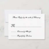 ダマスク織およびレースRSVPの応答カードV043 出欠カード (裏面)