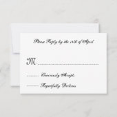 ダマスク織およびレースRSVPの応答カードV054 出欠カード (裏面)