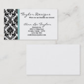 ダマスク織および青くエレガントな名刺 名刺 (正面/裏面)