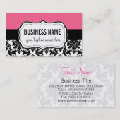 ダマスク織が付いているピンクおよび黒いカード 名刺 (正面/裏面)