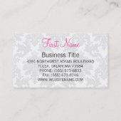 ダマスク織が付いているピンクおよび黒いカード 名刺 (裏面)