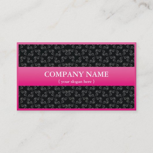 ダマスク織が付いているモダンなピンクの名刺 名刺 (正面)