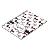 ダマスク織のかわいいパターンのダックスフント ノートブック (左側)