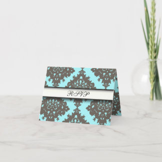 ダマスク織のかわいいヴィンテージエレガントで上品なRSVPのカード 招待状