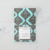 ダマスク織のかわいいヴィンテージエレガントで上品なRSVPのカード 招待状 (内部)