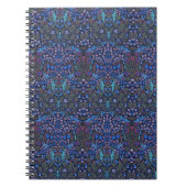 ダマスク織のウィリアム・モリス青い花のアールヌーボーのノート ノートブック (正面)