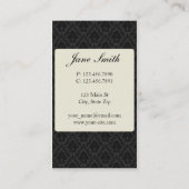 ダマスク織のエレガントな花の花のスタイリッシュで上品なモダン 名刺 (裏面)