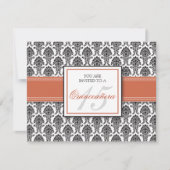 ダマスク織のキンセアニェラの英国の珊瑚の招待状 招待状 (正面)