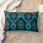 ダマスク織のグリッター(ティール（緑がかった色）) ランバークッション (ブランケット)