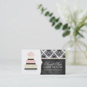 ダマスク織のケーキのベーカリーの名刺 名刺 (スタンド正面)