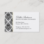 ダマスク織のケーキのベーカリーの名刺 名刺 (裏面)