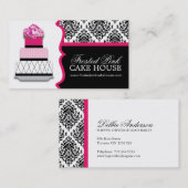 ダマスク織のケーキのベーカリーの名刺 名刺 (正面/裏面)