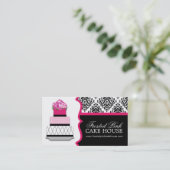 ダマスク織のケーキのベーカリーの名刺 名刺 (スタンド正面)