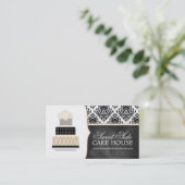 ダマスク織のケーキのベーカリーの名刺 名刺 (スタンド正面)