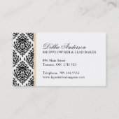 ダマスク織のケーキのベーカリーの名刺 名刺 (裏面)