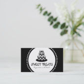 ダマスク織のケーキのベーカリーの名刺 名刺 (スタンド正面)