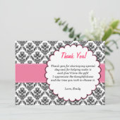 ダマスク織のサンキューカードのピンクの黒 サンキューカード (スタンド正面)