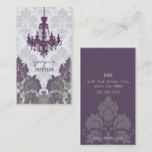 ダマスク織のシャンデリアの名刺(紫色) 名刺 (正面/裏面)
