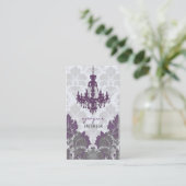 ダマスク織のシャンデリアの名刺(紫色) 名刺 (スタンド正面)