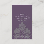 ダマスク織のシャンデリアの名刺(紫色) 名刺 (裏面)