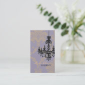 ダマスク織のシャンデリア2の名刺(紫色) 名刺 (スタンド正面)