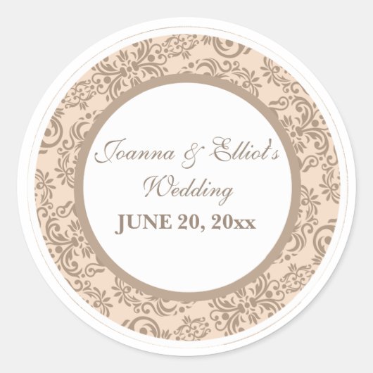 ダマスク織のスタイルのステッカー ラウンドシール (正面)