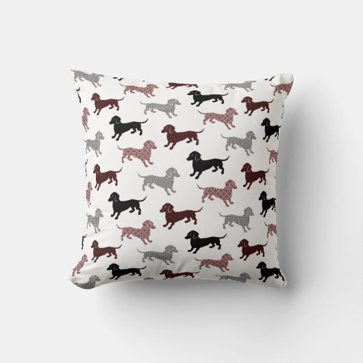 ダマスク織のダックスフントの休日パターン クッション (正面)