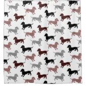 ダマスク織のダックスフントパターン シャワーカーテン (正面)