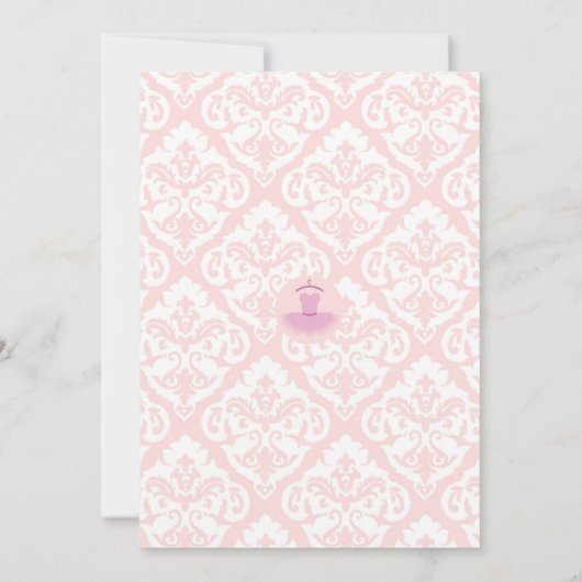 ダマスク織のチュチュのバレリーナのベビーシャワー招待状の水 招待状 (裏面)